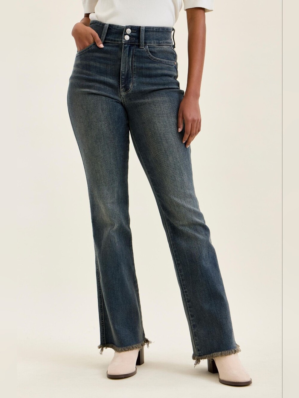 New Arrival!! Judy Blue High Waist Double Button Frayed Hem Jeans